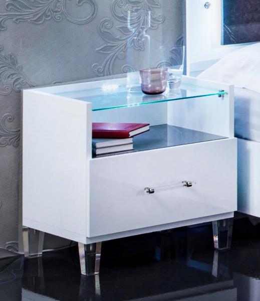 Product photograph of Cristal Grey Italian Marble 1 Drawer Night Table from Choice Furniture Superstore.